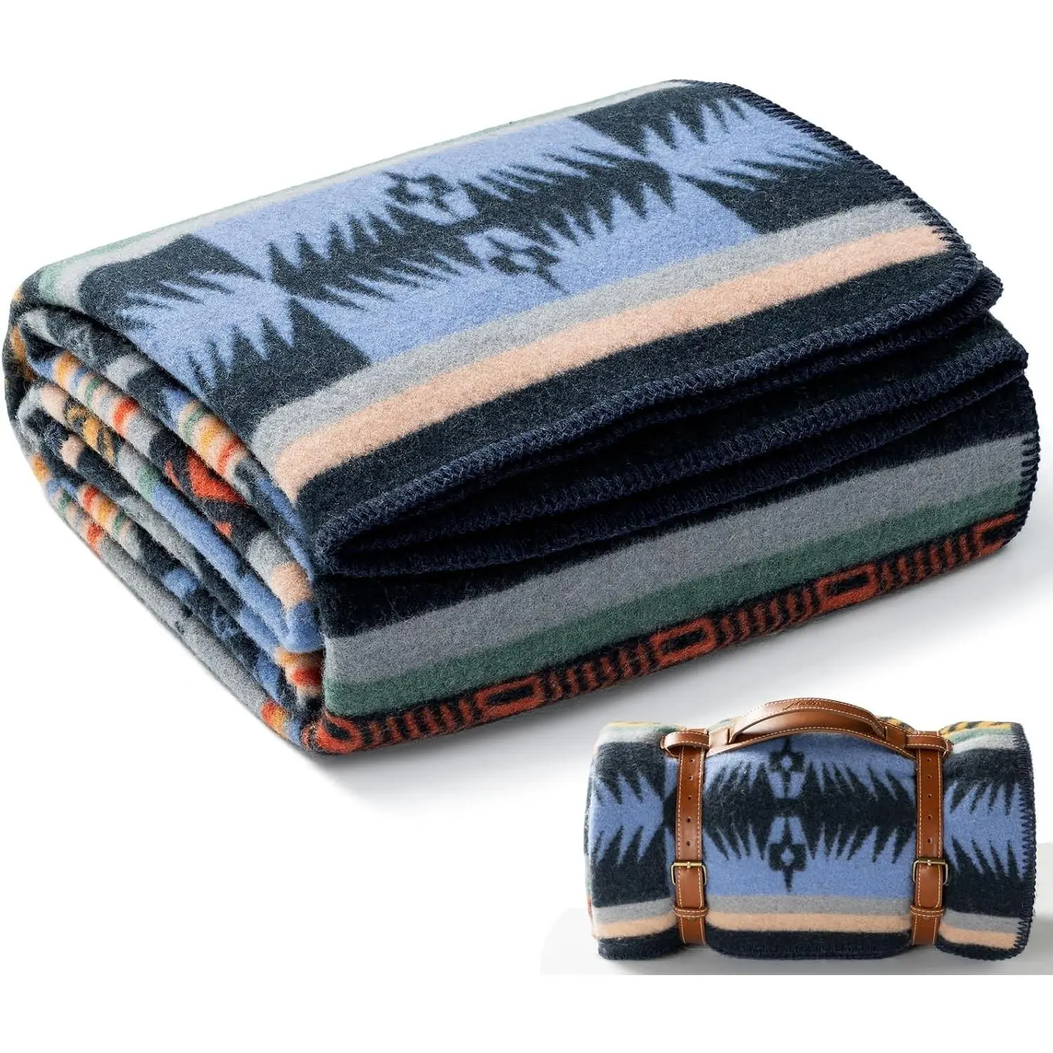 100% Wool Blanket, 62" x 86", Warm, Thick, Washable, Military | Great for Camping, Outdoors, Sporting Events, Survival Kits Mountain