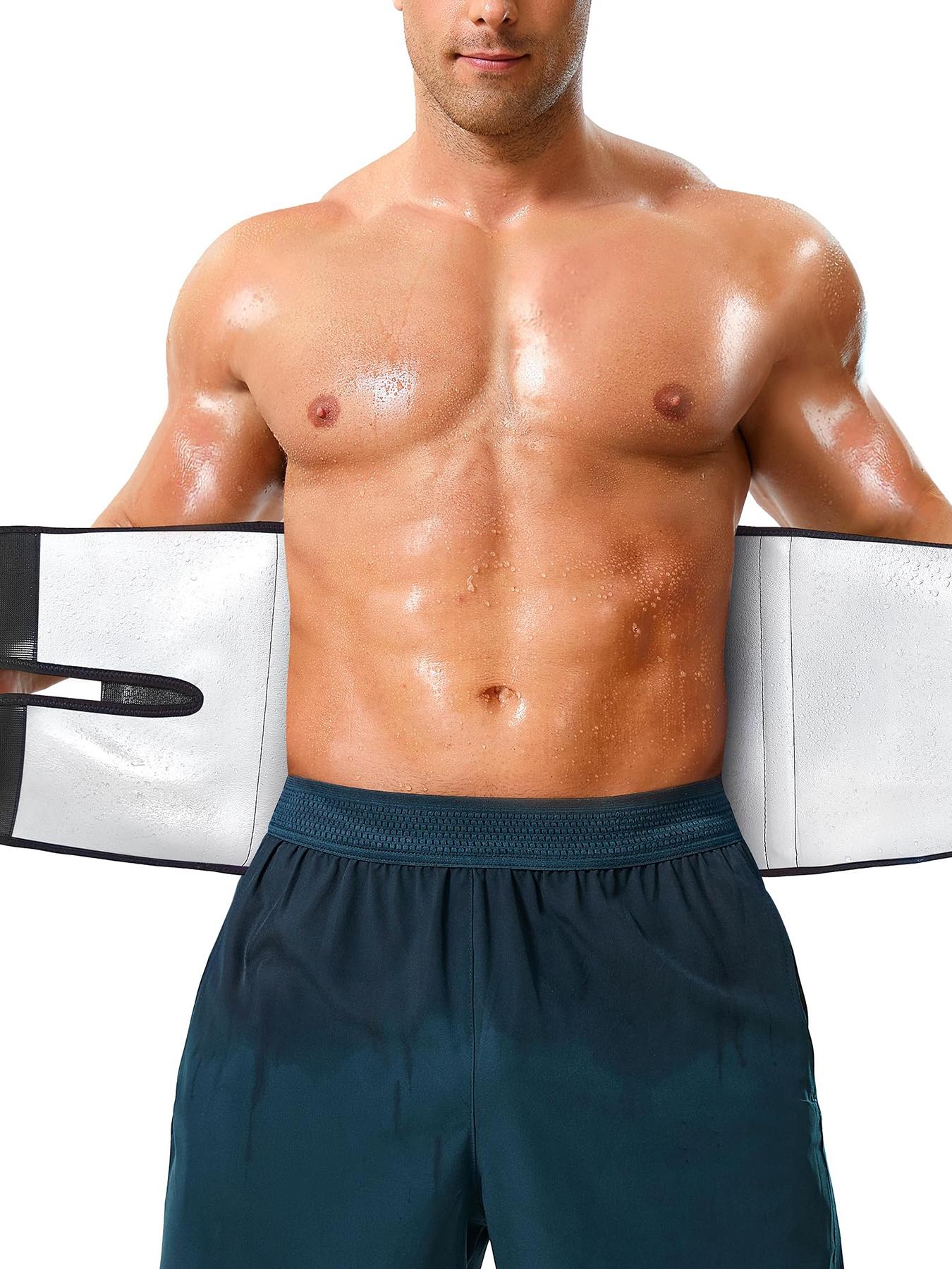 1 piece men's sauna body shaping and abdominal belt, Adjustable Waist Trainer, opening and closing design, multiple compression, 7 waist bones to prevent curling and protect the spine