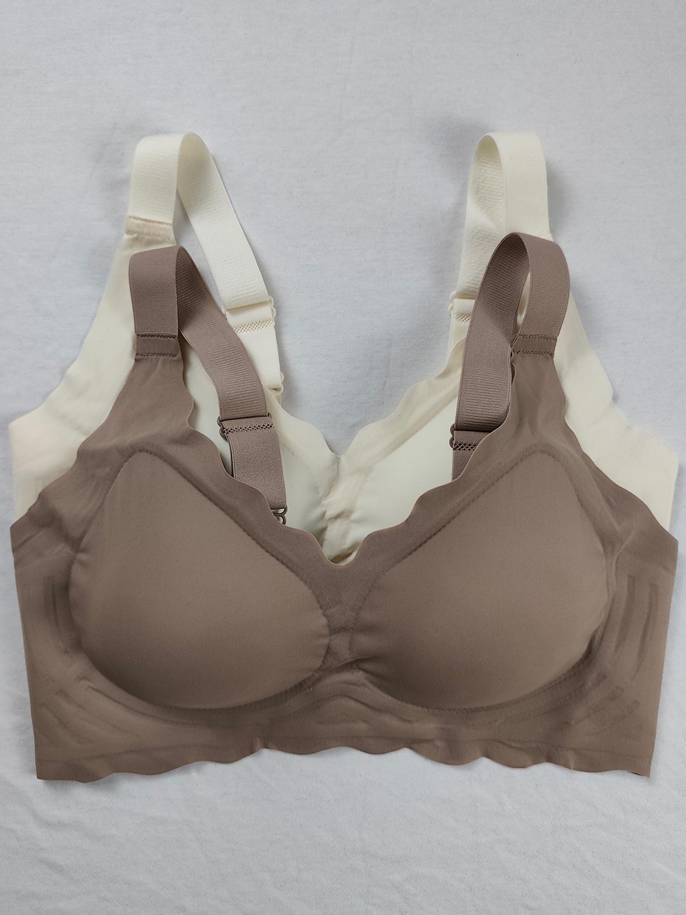 Women's Seamless Supportive Wireless Backless Bra, Adjustable Wide Straps, Comfortable Breathable Daily Wear, Ribbed Stripe Design, Seamless Bras, Medium Fit, Ladies Underwear