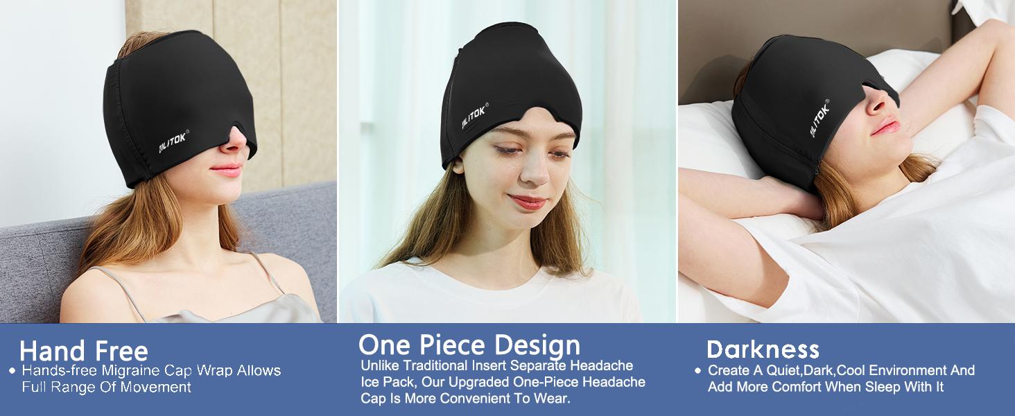Migraine Headache Relief Cap, Gel lce Head Wrap for Tension,puffy eyes, and Stress Relief.Suitable for Home breaks, before sleep, office Migraine Headache Relief Cap, Gel lce Head Wrap for Tension,puffy eyes, and Stress Relief.Suitable for Home breaks, before sleep, office