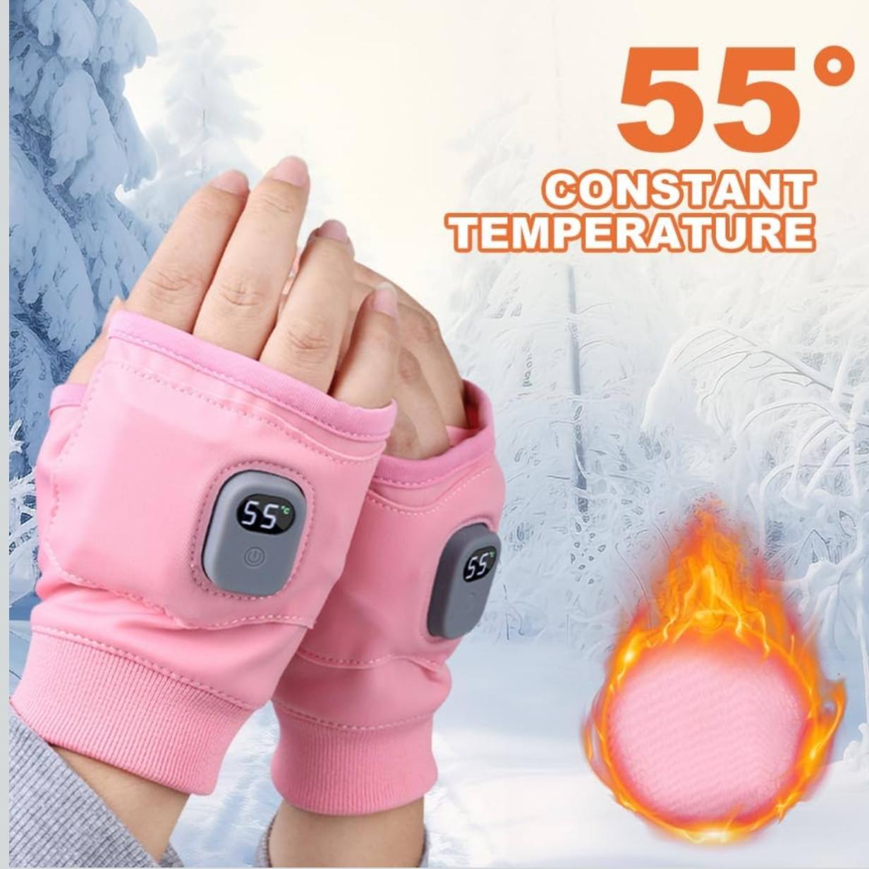Rechargeable Smart Heated Gloves, Upgraded Smart Thermostatic Electric Heated Fingerless Gloves Rechargeable, Winter Hand Warmer for Work Cycling Skiing Outdoor Snow