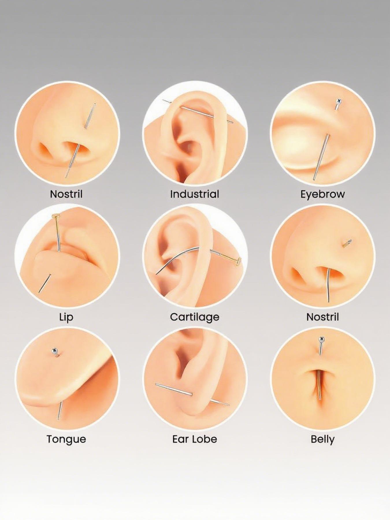 Body Piercing Jewelry Replacement Tool Set, Medical Grade Stainless Steel Cones & Beads Clips for Earrings Nose Rings Lip Studs