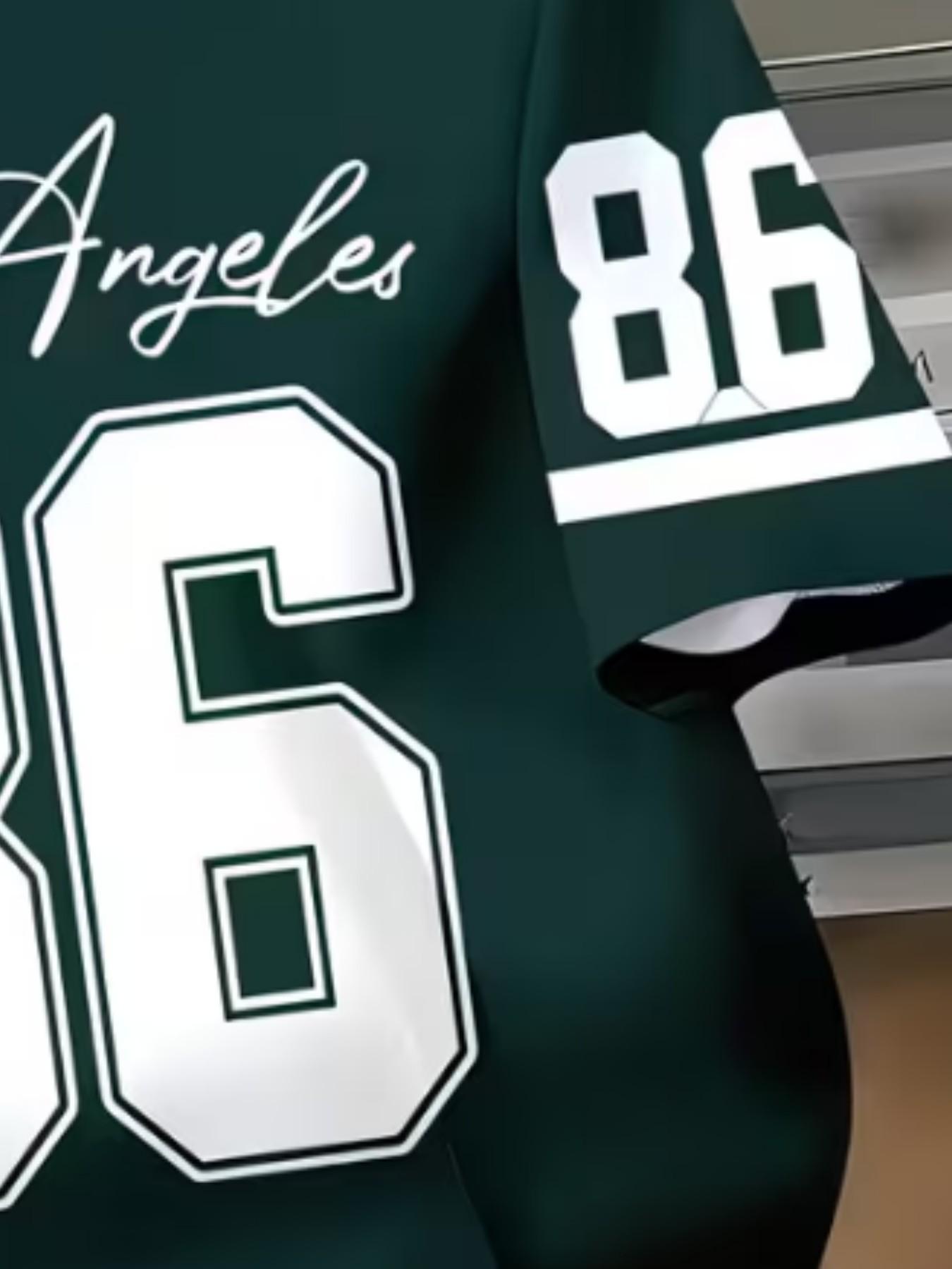 Men's Los Angeles 86 Number American Basketball Style Digital Print T-Shirt, Casual Slim-Fit Short Sleeve