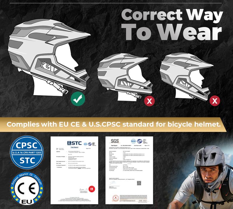 VICTGOAL Adult Detachable Mountain Bike Full Face Helmet, Men's Bicycle Head Protection, Off-Road MTB Safety Gear, Mbx Bmx Helmets, Motocross Helmet