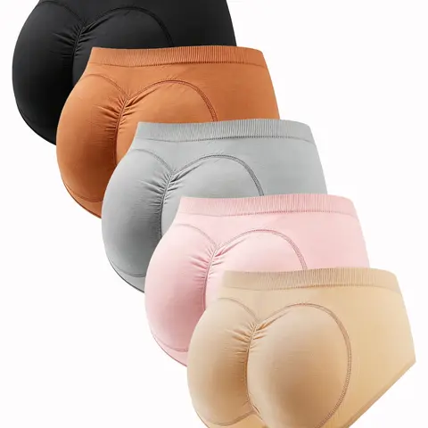 Women's Padded Butt-Lift Shaping Briefs, Full-Coverage Underwear with Wide Waistband in Assorted Colors