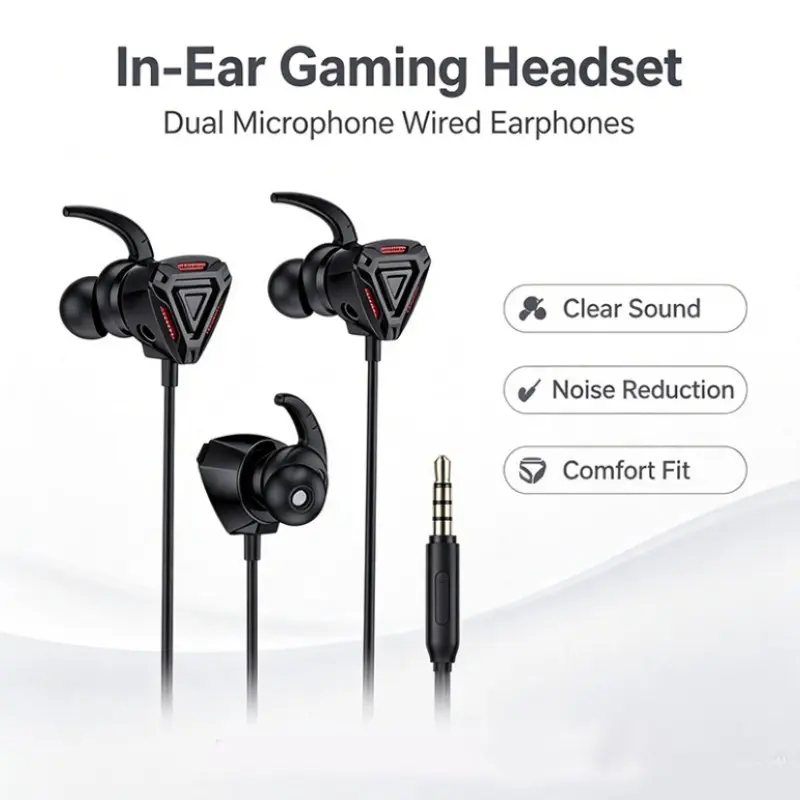 High-Quality Wired Headphones, 3.5mm Detachable Mic, 10mm Driver, Immersive Sound, Ideal for Gaming, Sports, Meetings