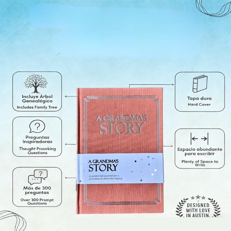 Grandmother's Life Story Diary Hardcover, Meaningful Memorial Gift, 250+ Guiding Questions, Perfect for Mother's Day, Grandparents' Day, Birthday