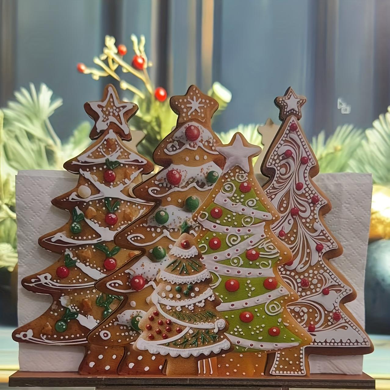 2D Flat Wooden Christmas Decor Plaque Party Wreath Ornament Perfect Holiday Gift Home Decor Classic Christmas Tree Napkin Holder Cute Wooden Cocktail Tissue Dispenser Modern Farmhouse Tissue Storage Tabletop Decoration Festive Tableware