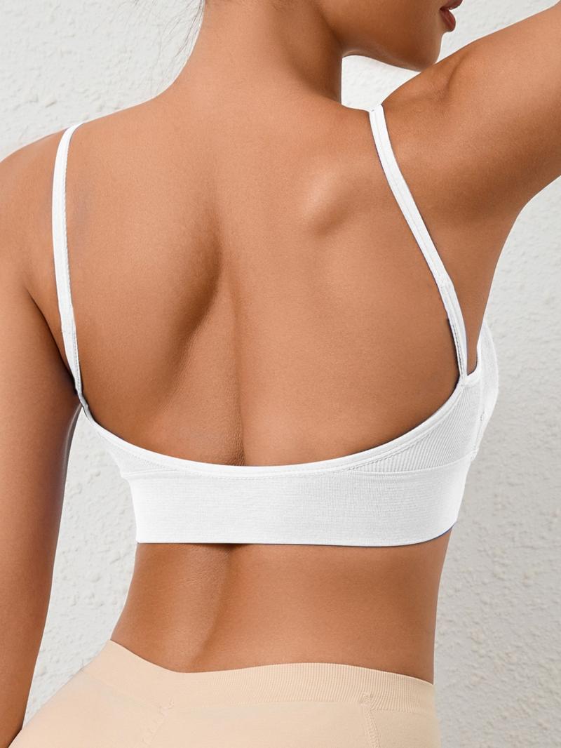 Seamless Comfortable V Neck Women's Bra with Thin Straps, No padding，Inner double-layer fabric and Backless Design,Suitable for Daily Casual  Wear,Women's Ribbed Underwear,All Seasons, Seamless Wireless Bra