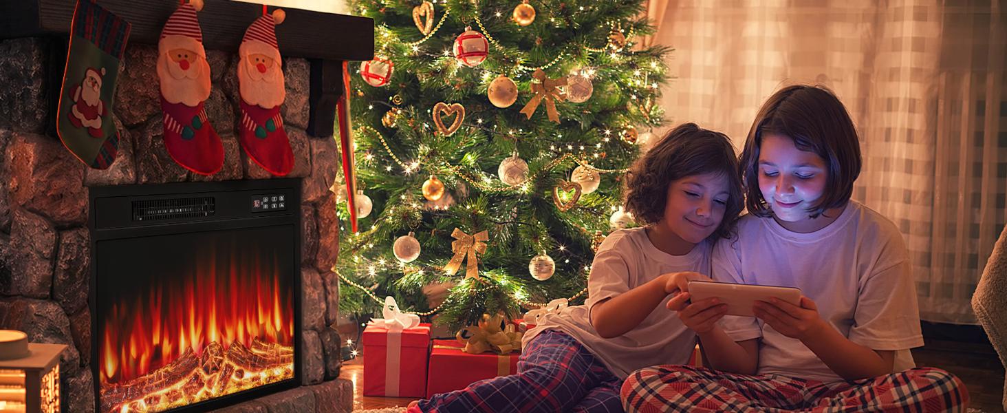 PUKAMI 36" Electric Fireplace with Mantel, 23 inch Electric Fireplace Insert, TV Stand Freestanding Heater with Remote Control Timer LED Flame for Living Room Bedroom,Faux Stone Gray