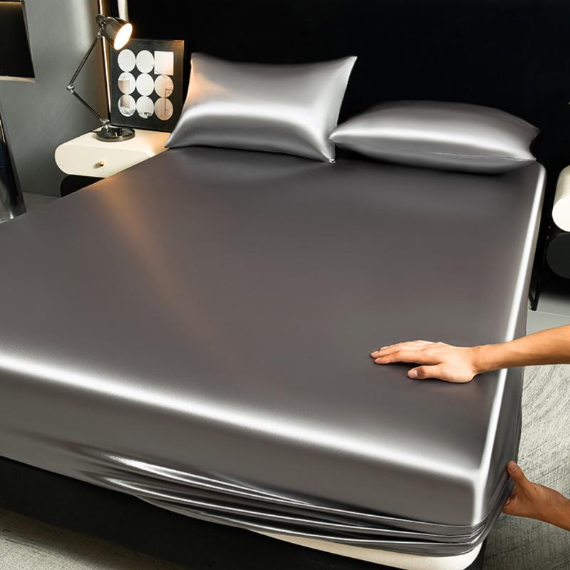 2/3Pcs Silky Satin Bed Sheet Set, Satin Bed Sheets, Dustproof Mattress Protector, Soft and Comfortable Fitted Sheet, Skin-Friendly & Breathable, Smooth Mattress Cover, Silk-Like Bedding for Bedroom/Dorm/Hotel, Multiple Sizes Available
