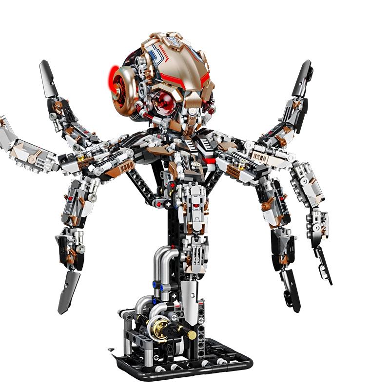 Creative Movable Octopus Model Building Set, MOC Style STEM Learning Toys, Interactive Tentacle Bricks Birthday Present