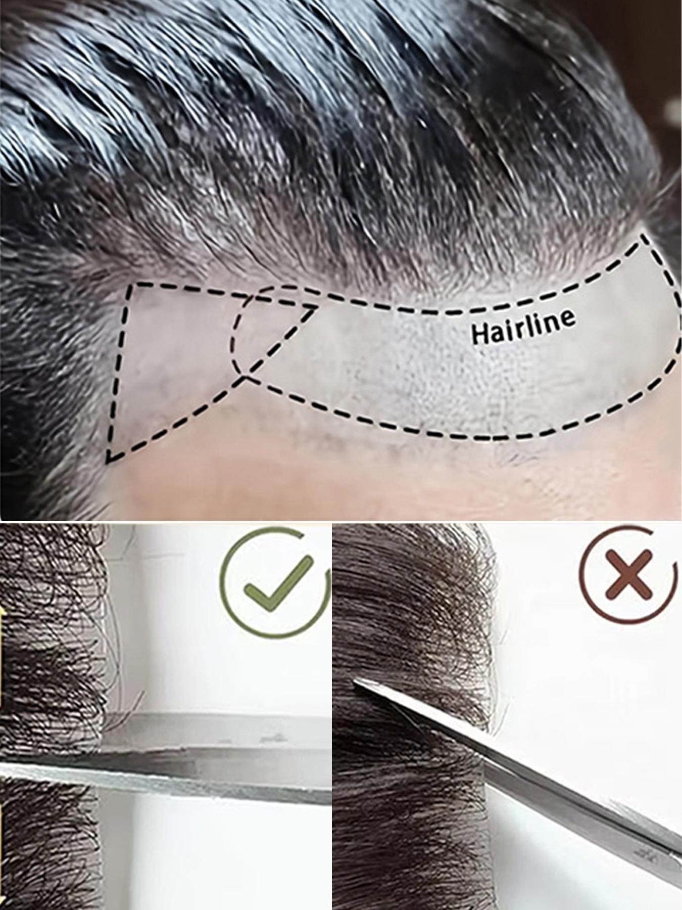 30.48cm Straight Human Hair Frontal Hairline Hairpiece for Men, Natural Invisible Hairline Patch, Lightweight & Comfortable, Easy to Wear Baldness Solution, Ideal Christmas Gift