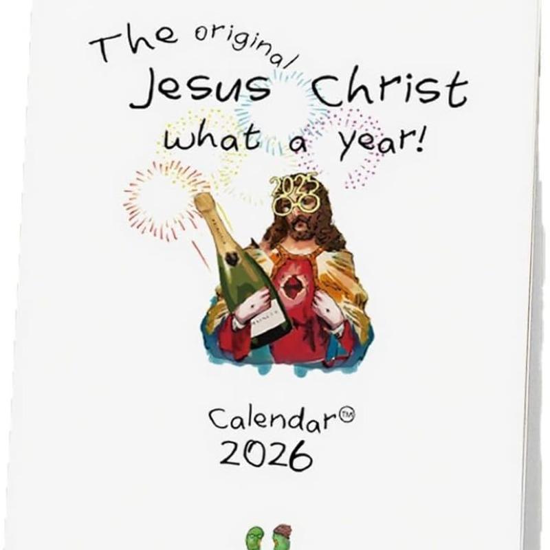2026 Jesus Christ Desk Calendar,1/2PCS Inspirational Jesus Paintings, Jesus Christ WHAT A YEAR Calendar 2026, Suitable for Office and Living Room