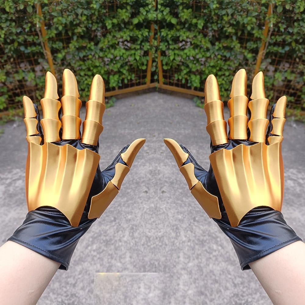 Gold 3D Printing Handmade Gluing Punk Mechanical Gloves Vintage Gothic Wearable Hand Armor Unisex Techwear Cosplay Exoskeleton Gloves