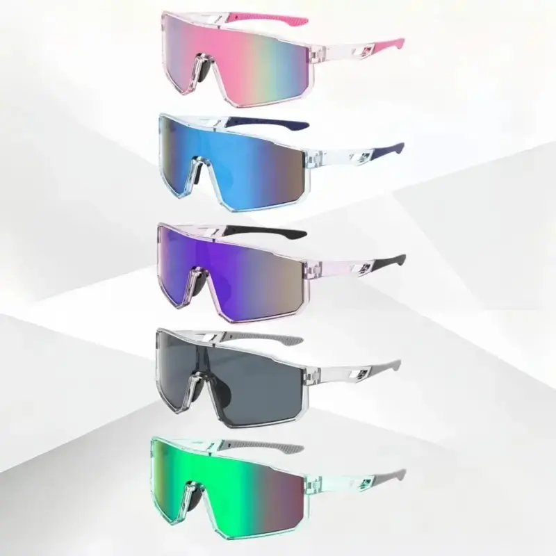 2/3/4/5 Pcs Unisex Statement Shield Sunglasses for Adults, 1-Piece Mirrored Rubber Shield Lens, UV400 Protection Windproof Eyewear, Trendy Sports Shades for Beach Trips, Driving, Cycling & Daily Outdoor Use