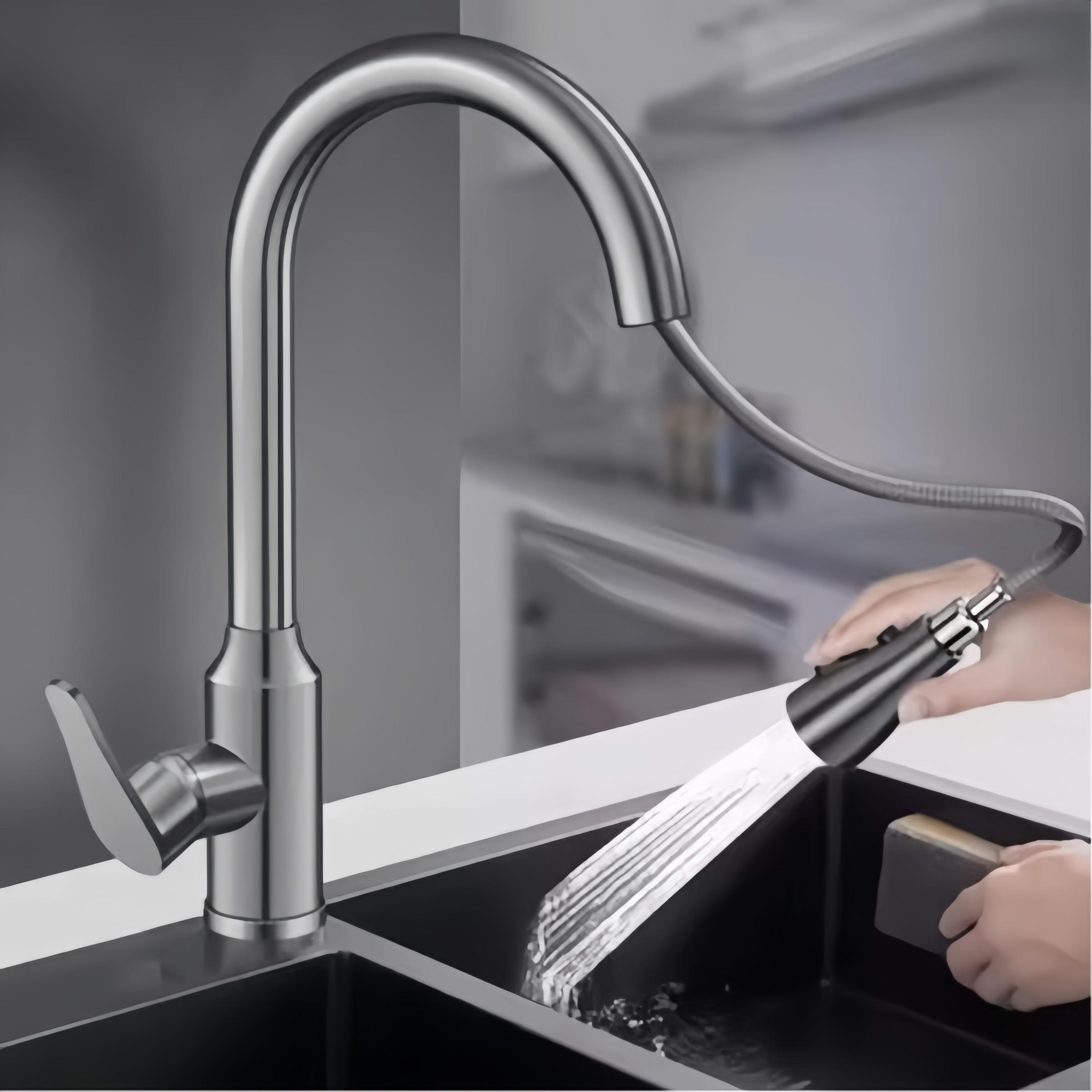 High Pressure Kitchen Faucet, Two Modes, 360 Degree Rotating Design, Extensible Shower Function, Durable Structure for Daily Use