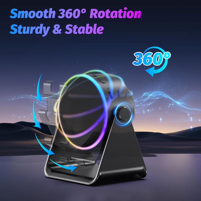 4 IN 1 Wireless Induction Audio Bluetooth Speaker, 360° Rotation Stand with LED, Universal Speaker Stands for Surround Sound&Charger,Portable Desktop Stand Gift  for Home, Shower, Outdoors, Travel
