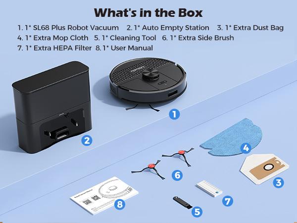 Lubluelu SL68 Plus Smart Robot vacuum and Mop with Auto-Empty Dock, 5500Pa Strong Suction, 60-Day Large Dustbin, LiDAR Navigation, Alexa & App Control – for Pet Hair, Floors & Carpets