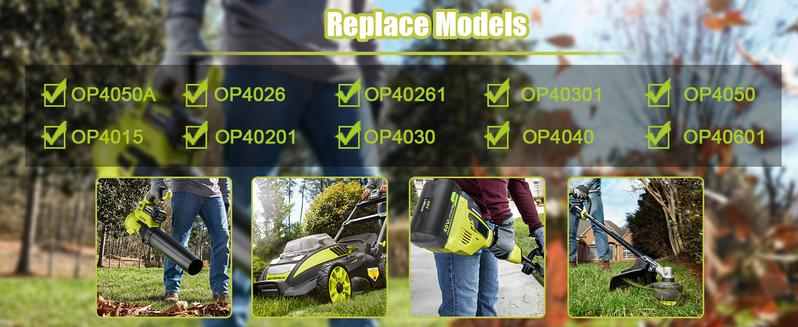 2 Packs 40V Lithium-ion Battery OP4060 6000mAh Compatible for Ryobi 40V Power Tools OP4040 OP4026 OP4030 OP4050 OP4060A High Capacity Removable Rechargeable