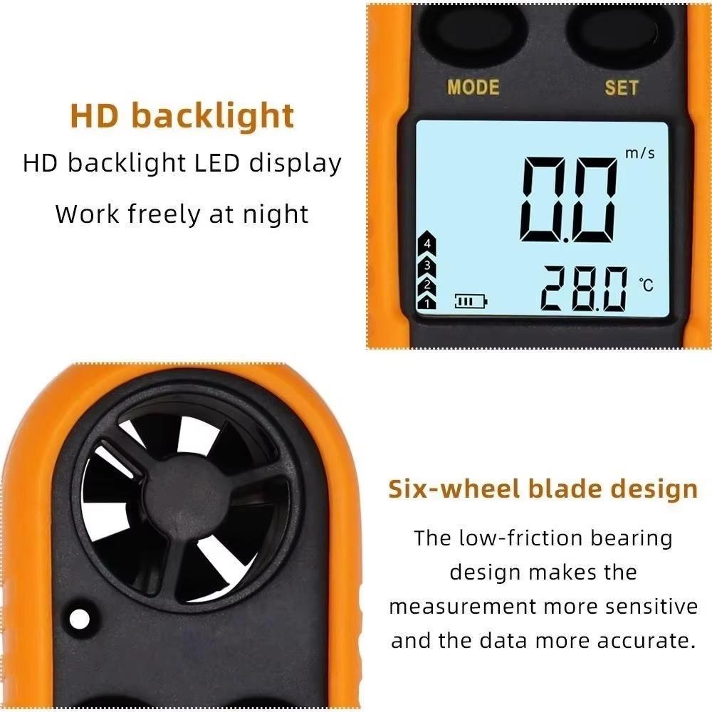 High precision Digital Wind Speed & Temperature Meter, Lcd backlight Waterproof Portable. Fast Measure 0-30 m/s Wind, -10 to 45℃ Temp. Professional Anemometer for Engineer, Electrician, Outdoor Indoor Use.