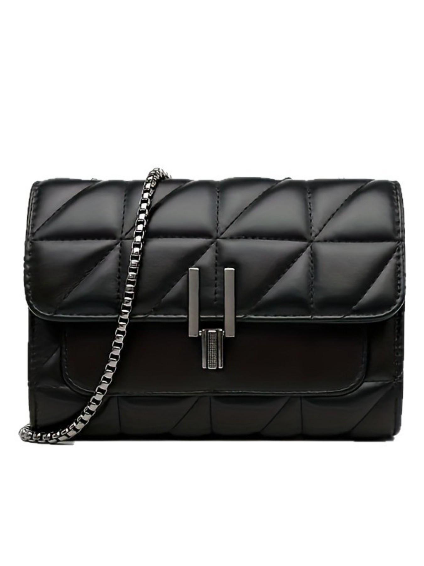 2026 New Women's Fashion Chain Strap Quilted Crossbody Shoulder Bag, Commuter Bag, Daily Use, PU Material, Solid Pattern, All Seasons