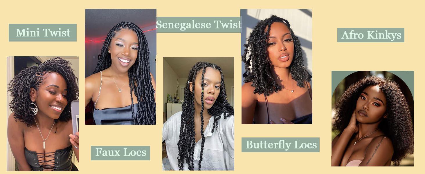 YUFEIHE Afro Kinky Bulk 100 ％ Human Hair for Draedlock Extensions, Repair Locs, Twists and Braids 3 Bundles/Package (1B - Natural Black)