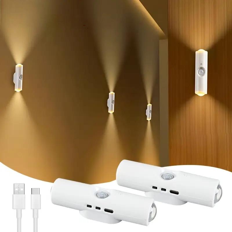 Smart Motion Sensor Night Light, LED Wall Lamp, USB Rechargeable Bedside Lamp, for Bedroom, Hallway, Stairs, Office
