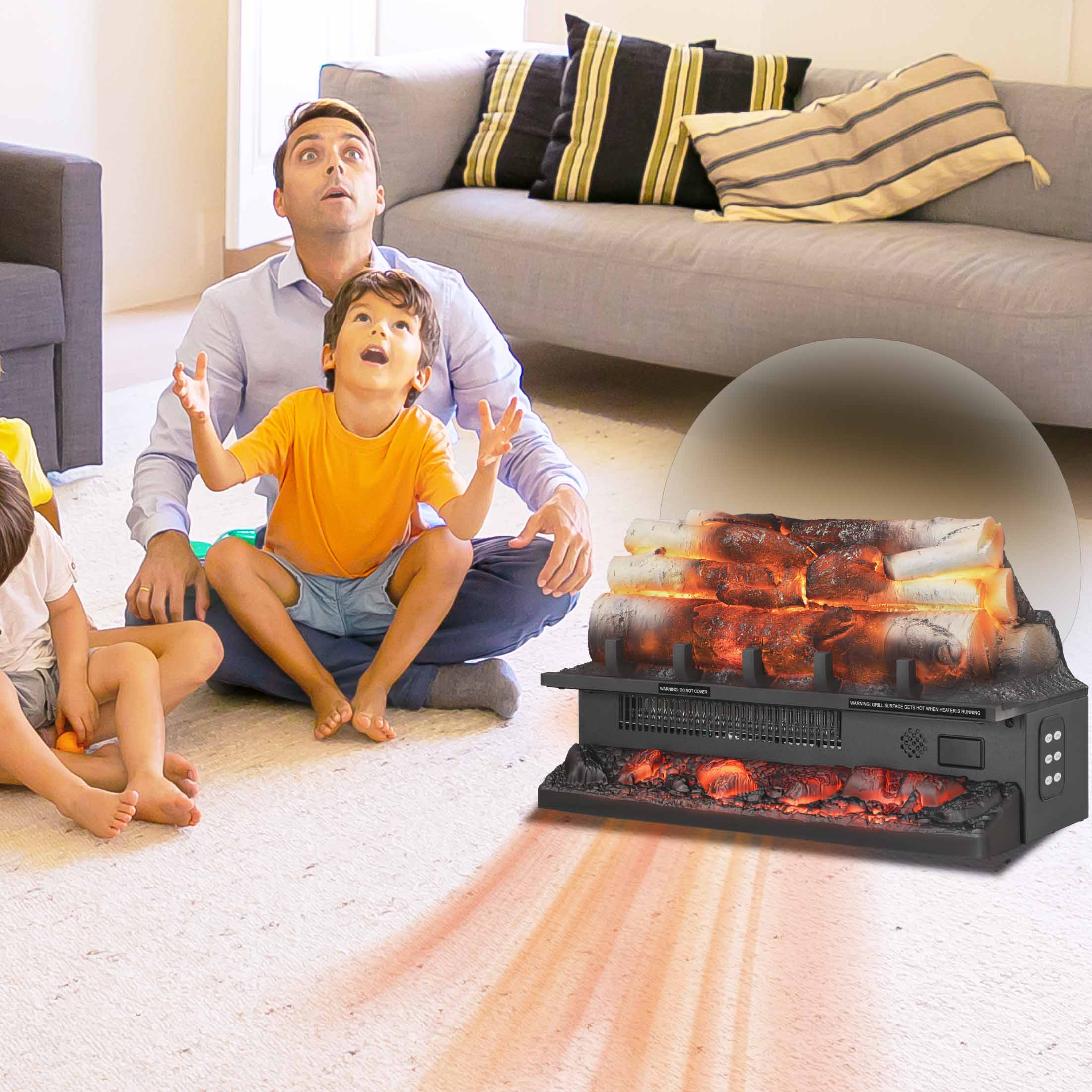 KISSAIR Mini Charcoal Stove: Remote/Side Buttons, 2 Temp Controls, 5 Flame Speed/Brightness, Unique Flame, Overheat Protection, Leaf-Shaped Front Fence