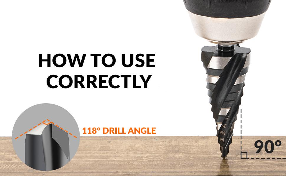 THINKWORK Four Spiral Flute Step Drill Bit Set, 5 Pcs Unibit HSS Step Drill Bits (1/8"-1-3/8") for Aluminum, Wood, Plastic & Metal Applications