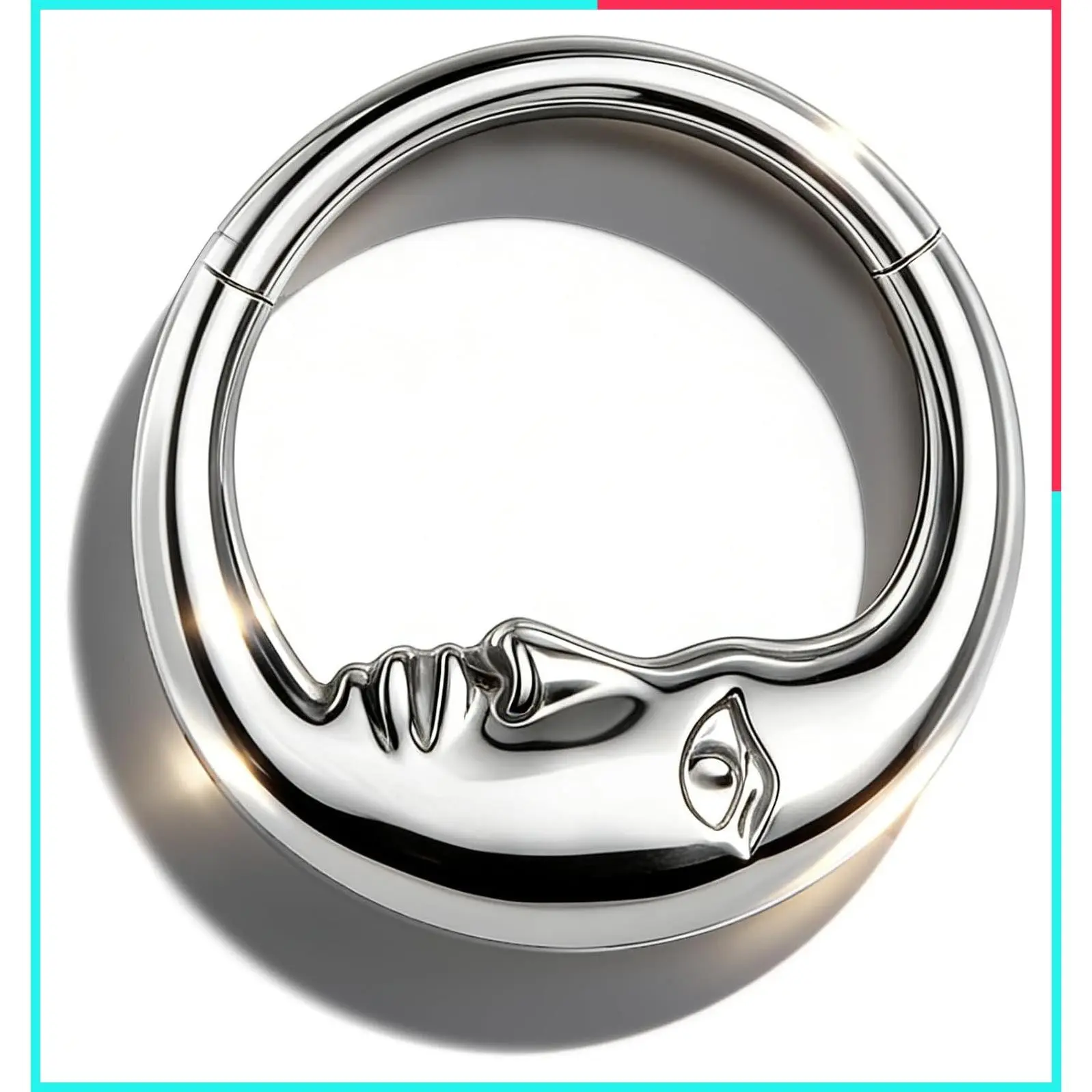 16G G23 Solid Titanium Silver Septum Ring - Dainty Helix Daith Earrings for Women Piercing Jewelry, 8/10MM