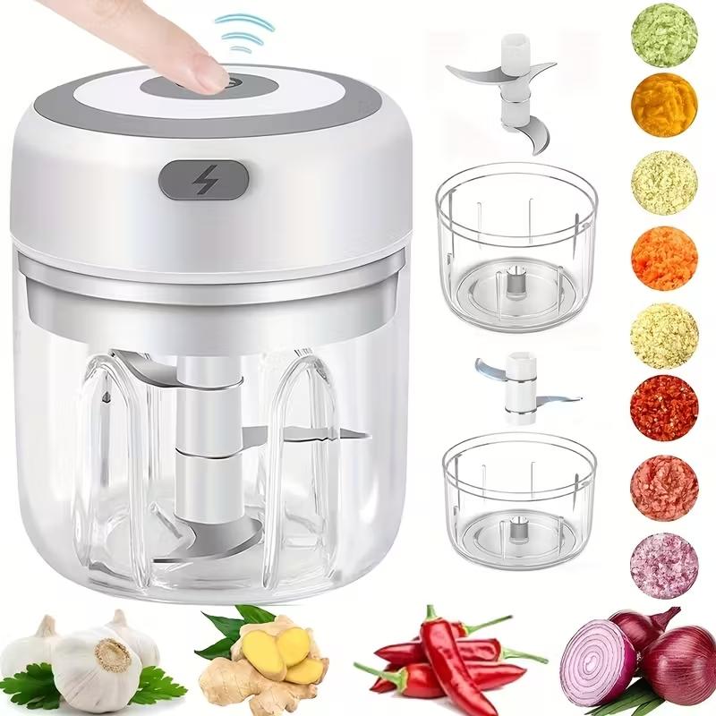Portable Electric Garlic Mincer and Vegetable Grinder, Portable Veggie Chopper, 250ML USB Rechargeable Food Processor, Multifunctional Food Chopper, Garlic Crusher, 1200 Rpm Motor, Home Travel Small Design detail 6