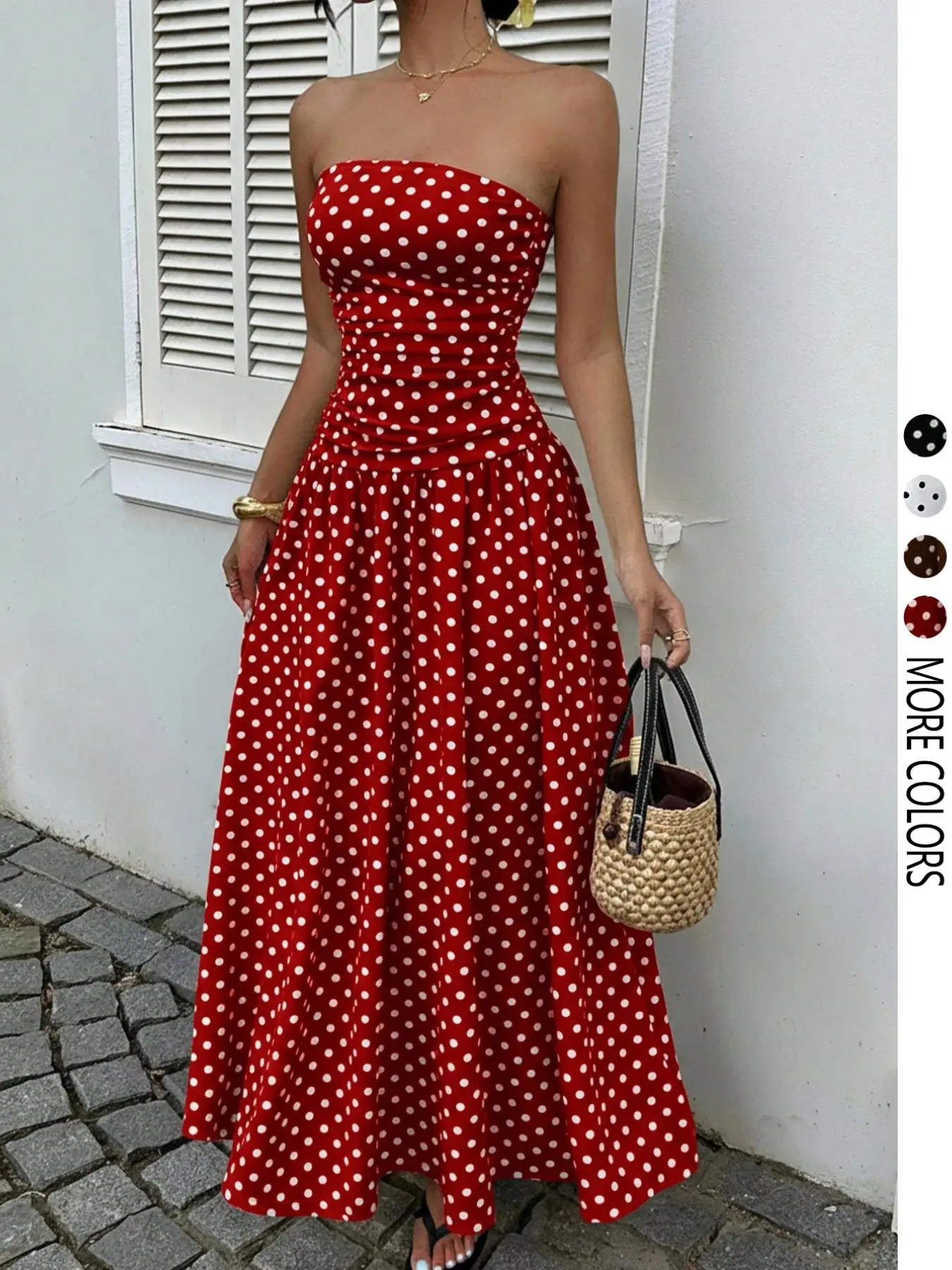 Women's Elegant Fashion Polka Dot Print Halter Dress, Stylish Sleeveless  Maxi Dress for Parties and Casual Wear, Summer Fashion - TikTok Shop