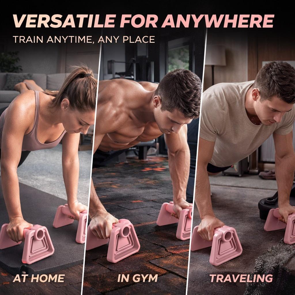 Home Fitness Push Up Bars Set – Ergonomic H‑Shape Push‑Up Handles for Chest, Arms & Shoulders | Adjustable Compact Workout Equipment for Men & Women | Durable PP Material, 4 Colors (Pink, Purple, Grey, Black)