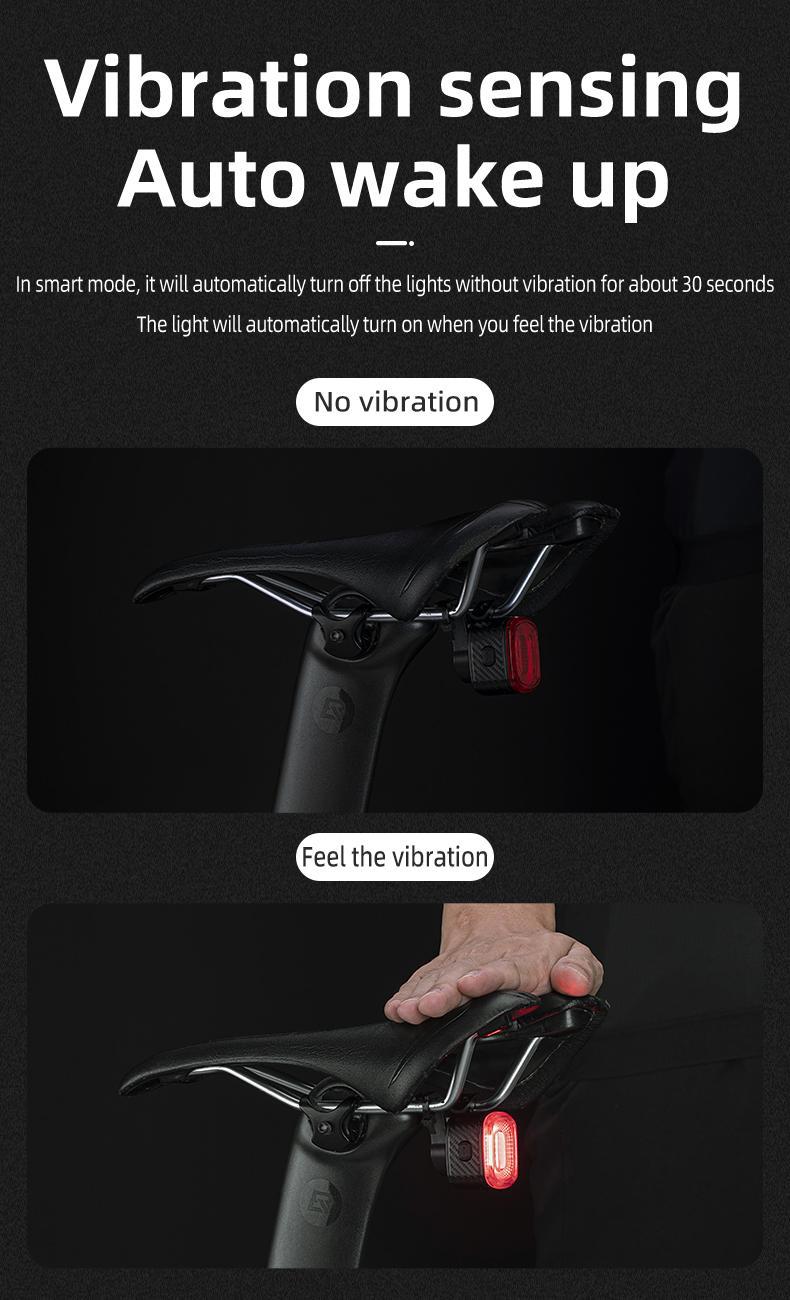 ROCKBROS Bicycle IPX6 Waterproof Taillight Type-C Rechargable Light Smart Auto Brake Sensing LED Rear light Q2S Bike Accessories