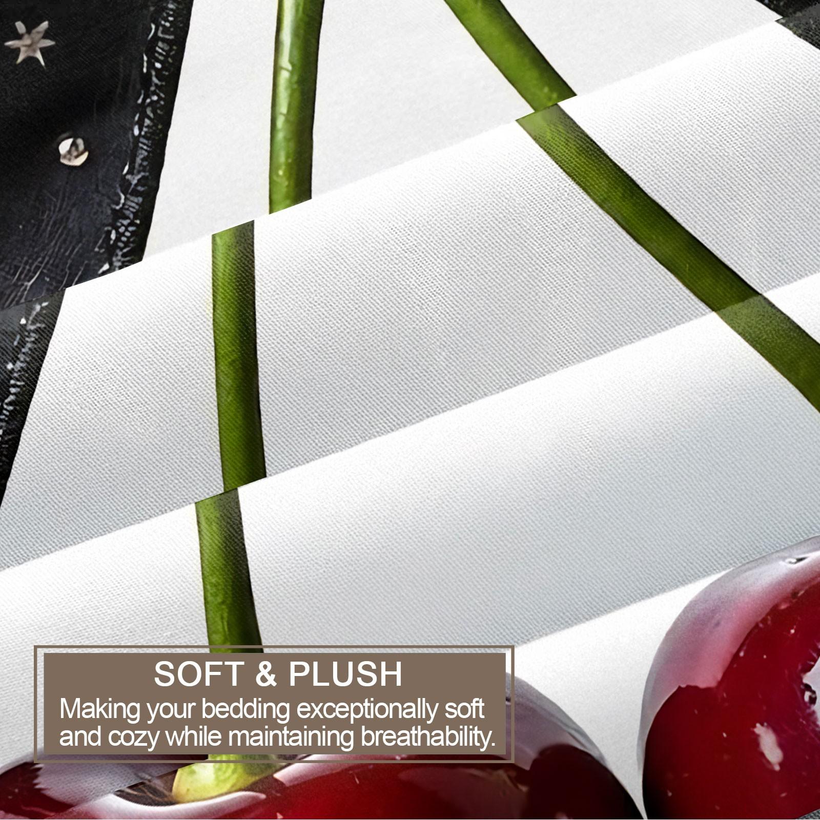 Gothic Cherry Bow Duvet Cover Set, 1 Duvet Cover + 1/2 Pillowcases, Dark Aesthetic Bedding, Cute Fashion Gifts for Goth Girls