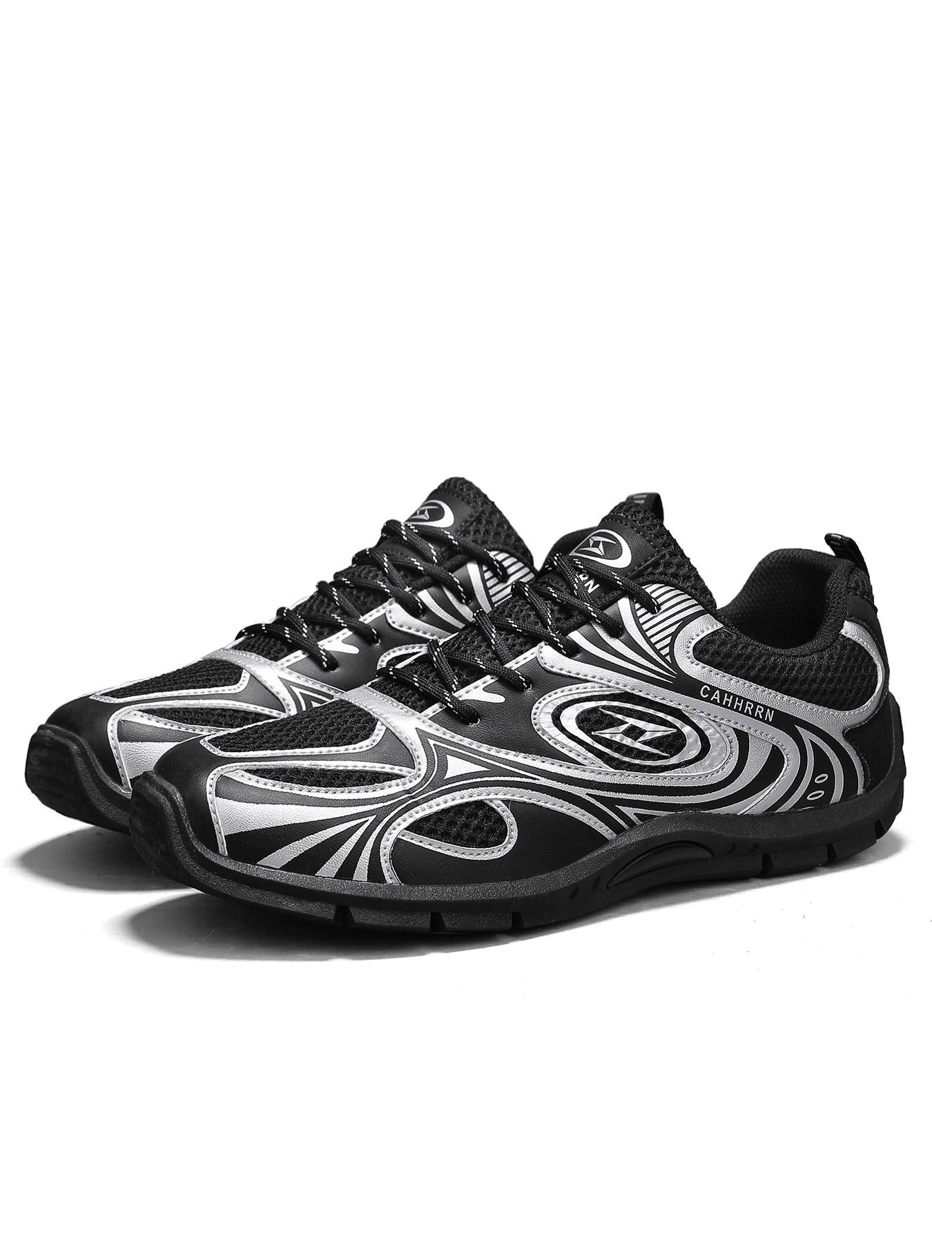 Men's Retro Streamline Outdoor Running Shoes Leather Mesh Splicing Streamline Design Non-Slip Breathable Comfortable for Street Activities Jogging Gym City Walking