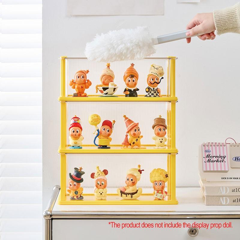 Desktop Storage Box Display Case, Roman Column Style, Stackable, Dustproof Moisture-Proof, Doll Figure Collection Showcase