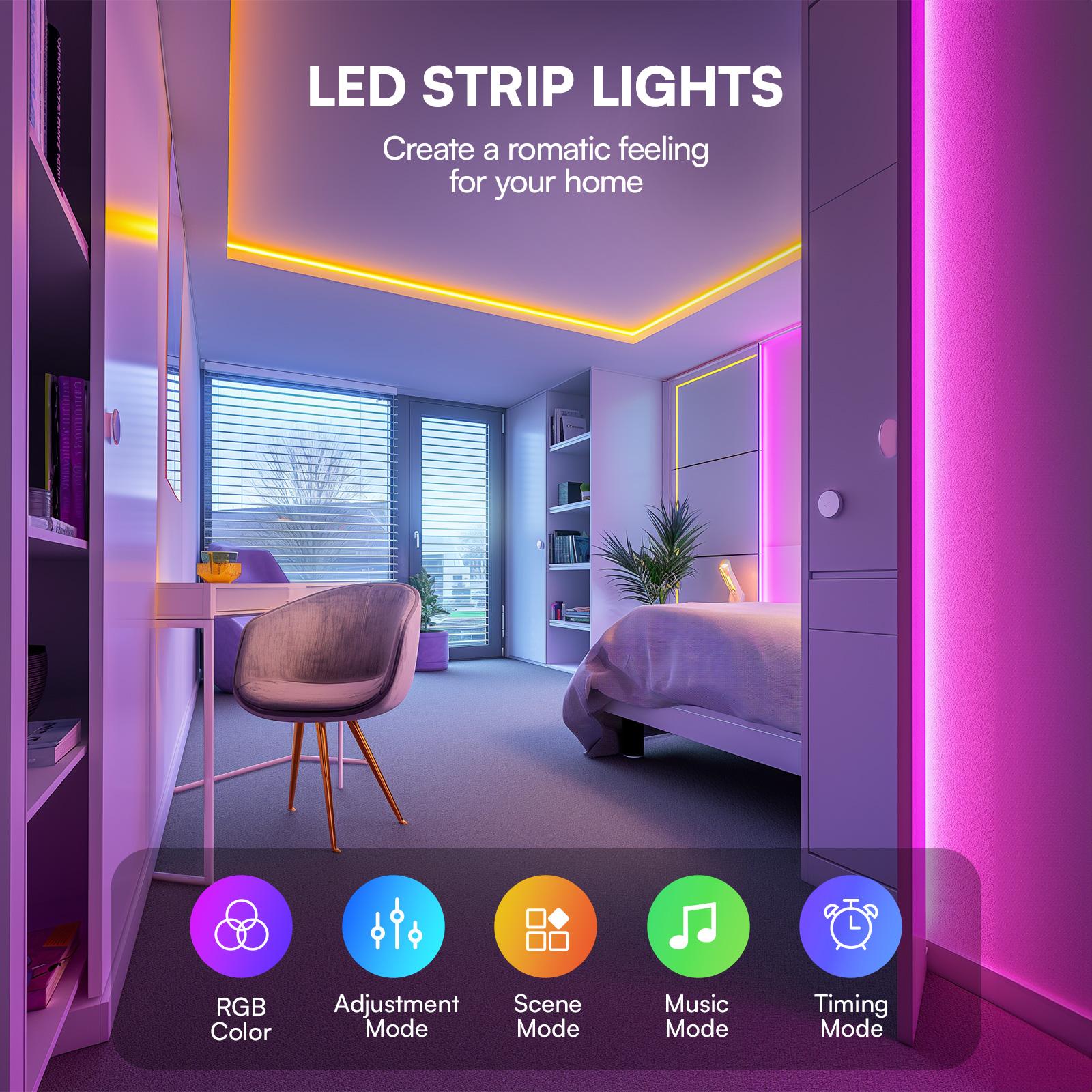 DAYBETTER Led Lights for Bedroom 200ft, Smart Led Strip Lights with App Control Remote, RGB LED Light Strips, 24V Led Strip Lights for Room Decoration Party, Easter Decor.