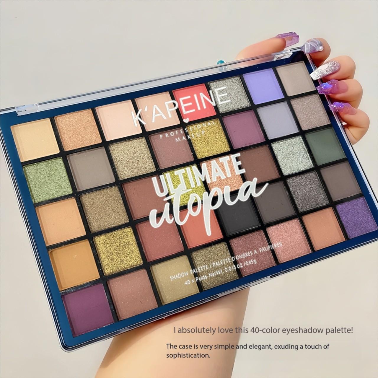 K'apeine 40 Color Eyeshadow Palette, Matte Shimmer Glitter All-In-One, Earthy Smoky Eye Makeup, Beginner-Friendly, Fine Powder, No Flyaway