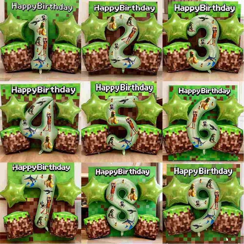 Trendy Pixel Party & Italian Brainrot Balloon Set, Large 32in Green Number Balloons 0-9 with Tralalero Tralala Characters Stickers,Star Foil Balloons, Pixel Block Balloons, for Christmas New Year Video Game Themed Birthday Party Decor, Gamer Decor Trendy Pixel Party & Italian Brainrot Balloon Set, Large 32in Green Number Balloons 0-9 with Tralalero Tralala Characters Stickers,Star Foil Balloons, Pixel Block Balloons, for Christmas New Year Video Game Themed Birthday Party Decor, Gamer Decor