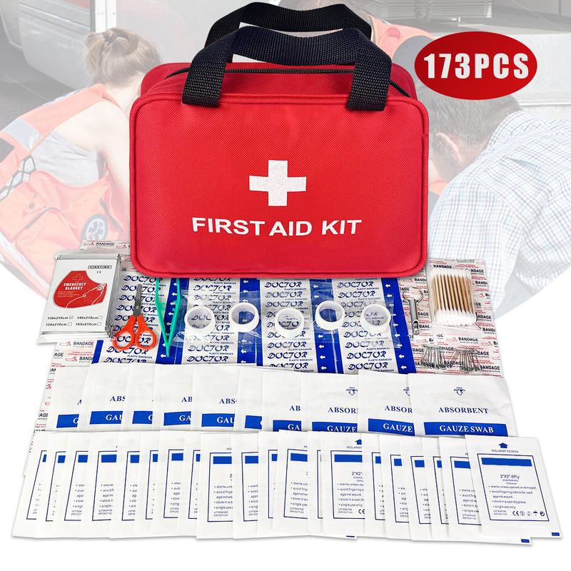 Portable Emergency Kit, 173pcs/bag Outdoor First Aid Kit, Compact Lightweight First Aid Bag for Home, Office, Car, Outdoor, Boat, Camping, Hiking Sterile Gauze Pads Medical Tape Portable Emergency Kit, 173pcs/bag Outdoor First Aid Kit, Compact Lightweight First Aid Bag for Home, Office, Car, Outdoor, Boat, Camping, Hiking Sterile Gauze Pads Medical Tape