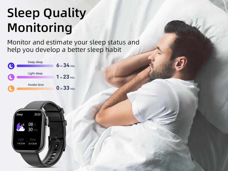 Mingdaln Men's Women's Smart Watch 1.83 Inch Touch Screen Fitness Watch with Fitness Tracker, Heart Rate/Sleep/Oxygen/Blood Pressure, IP67 Waterproof Sports Watch for Android Ios Devices Mingdaln Men's Women's Smart Watch 1.83 Inch Touch Screen Fitness Watch with Fitness Tracker, Heart Rate/Sleep/Oxygen/Blood Pressure, IP67 Waterproof Sports Watch for Android Ios Devices