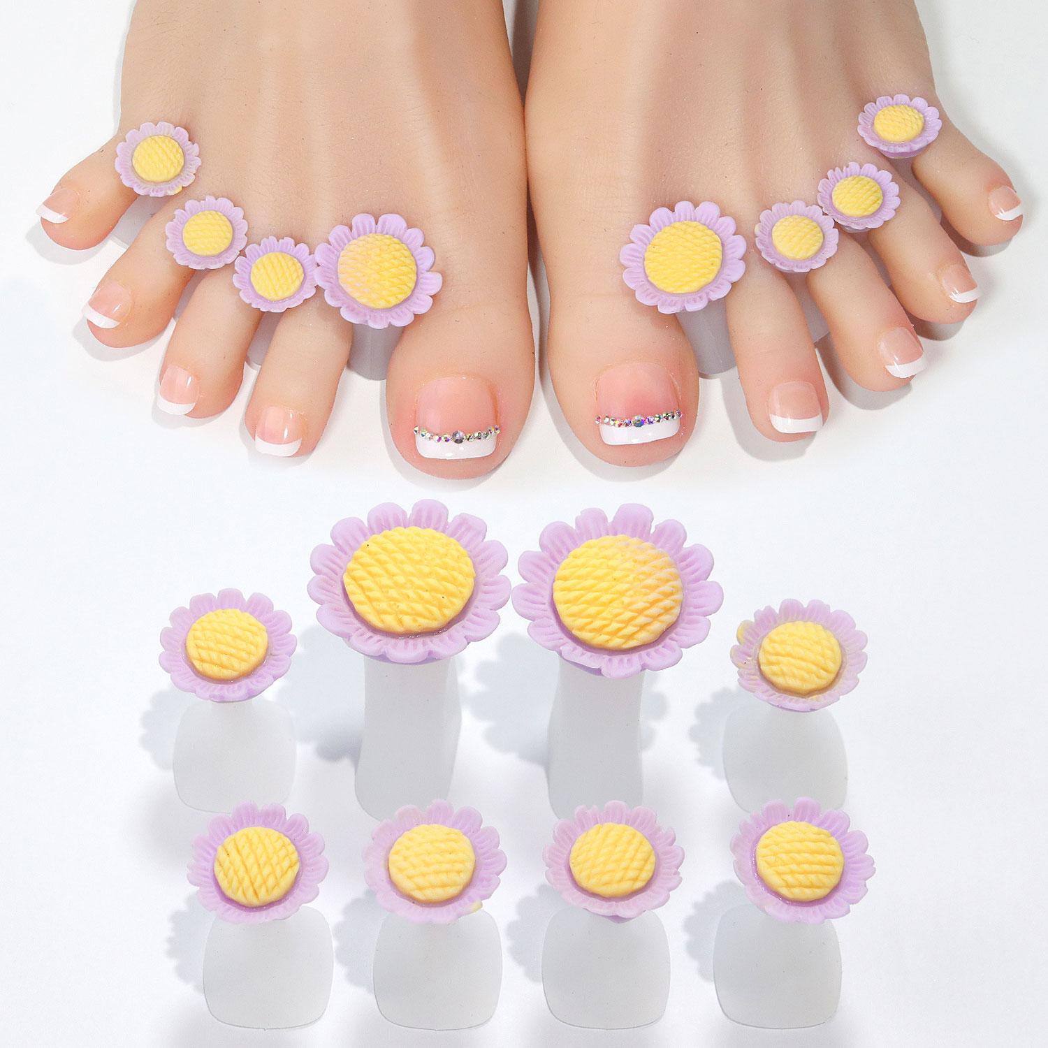 Nail Silicone Finger Splitter Toe Splitter Daisy Water Drip Rhinestone Decorative Nail Tool Toe Divider Nail Care Special Accessories 8 pcs/pack