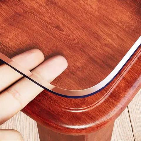 PVC Transparent Table Cover Protector Pad - 1.5mm Thick, Waterproof, Non-Toxic, Odourless, Soft, Customizable, Easy to Process, Durable, Smooth, Anti-Scratch, Heat-Safe Top, Protects Wood/Marble/Glass Tables, Decorative Kitchen Linen