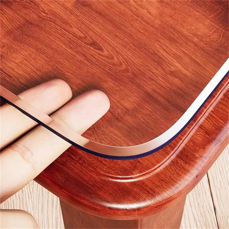PVC Transparent Table Cover Protector Pad - 1.5mm Thick, Waterproof, Non-Toxic, Odourless, Soft, Customizable, Easy to Process, Durable, Smooth, Anti-Scratch, Heat-Safe Top, Protects Wood/Marble/Glass Tables, Decorative Kitchen Linen