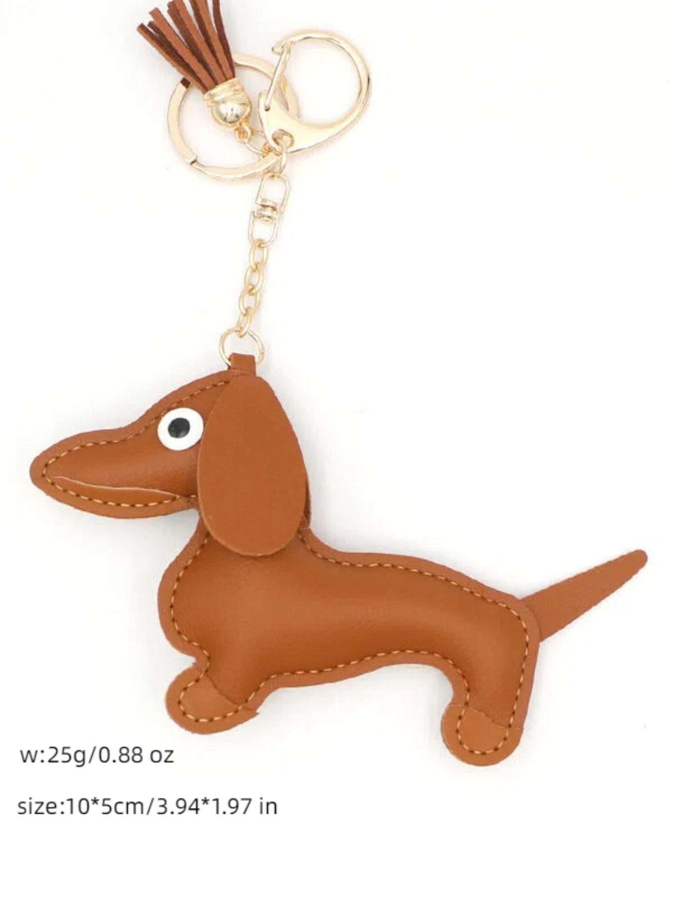 Creative Cute Sausage Dog Faux Leather Keychain, Bag Charm, Car Key Decoration, Adorable Accessory for Bags and Keys