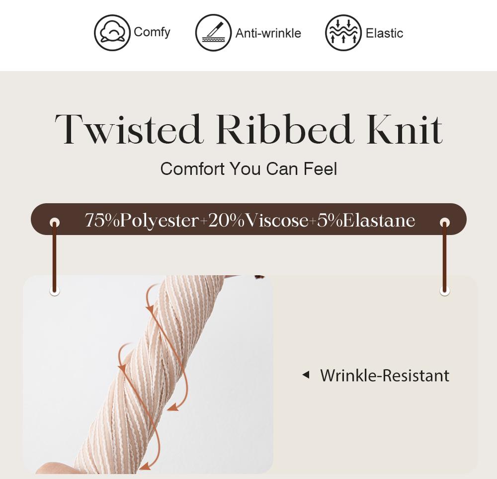 Women's Twisted Ribbed Knit Solid Color Set - Round-neck Short Sleeve T-Shirt & Wide Leg Pants with Side Pockets, Casual Comfy for Summer Daily Wear, Co Ord Sets