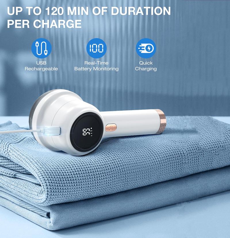 Electric Fabric Defuzzer Lint Remover Cutter Pellet Machine for Clothes - Efficient,  rechargeable, lint collection container, LED digital display, 6-blade blade, safety lock, 3 speeds, 2600mAh, suitable for clothes, sweaters, sheets, sofa