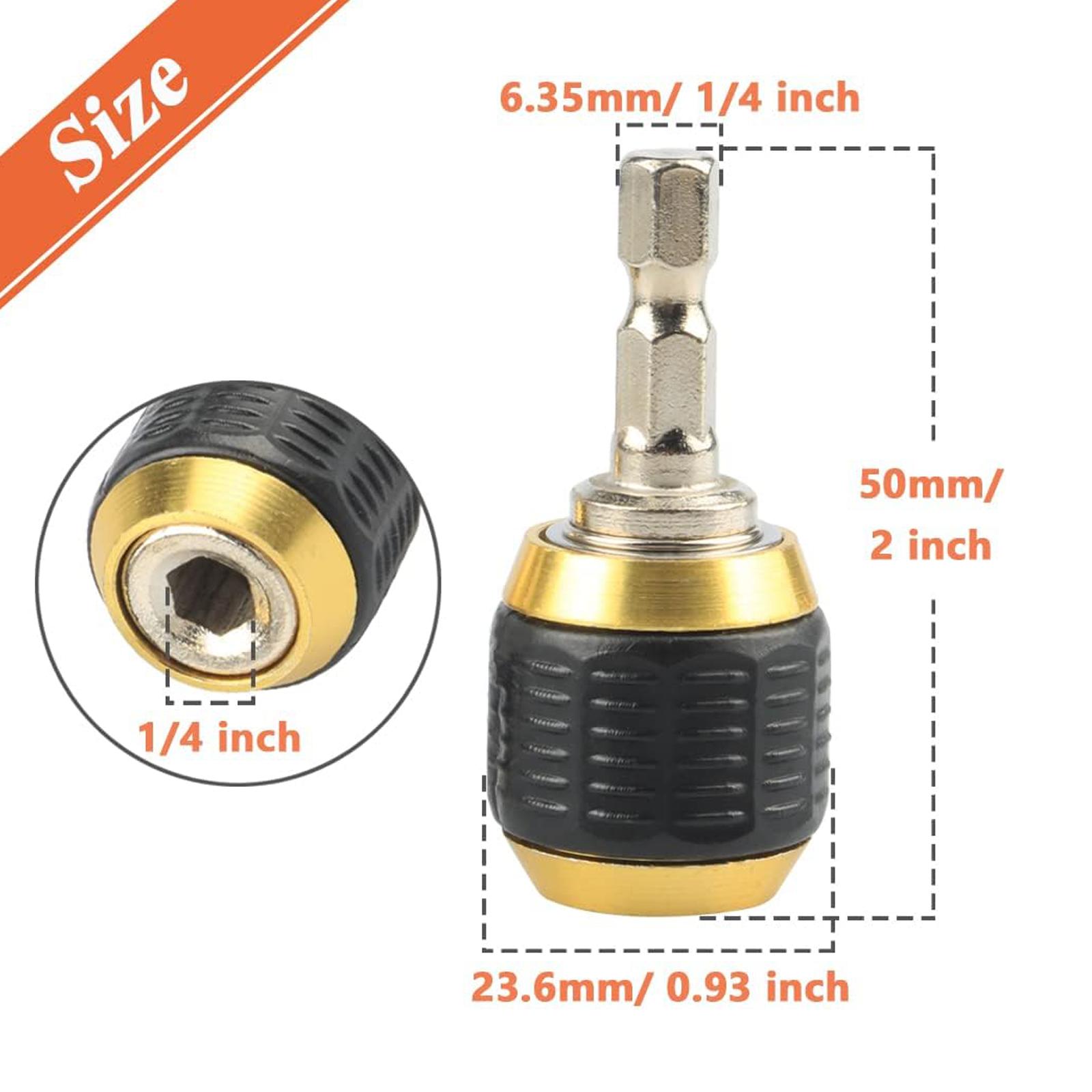 1/4-inch hex shank extension screwdriver and drill bit chuck set, quick-release drill bit chuck, self-locking drill bit chuck, quick-release chuck adapter connector, suitable for electric drill tools.